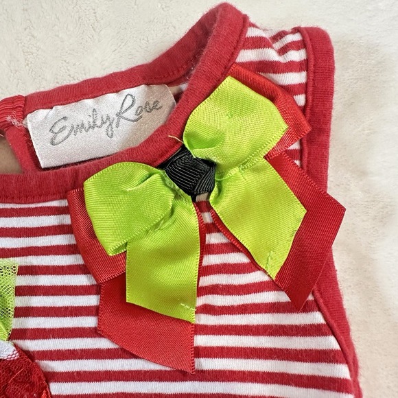 Emily Rose Watermelon Dress Girl's Red Striped Tutu Ribbon Bow Summer 2T - Picture 4 of 11